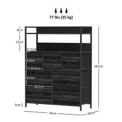 Latoli Fabric And Wood Black 7 Drawer Rustic Storage Chest