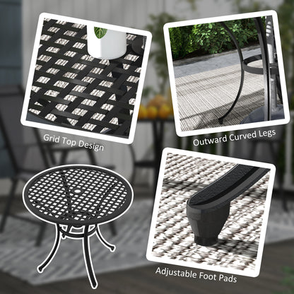 Tovedo Black Aluminium Round Outdoor Table with Central Parasol Hole