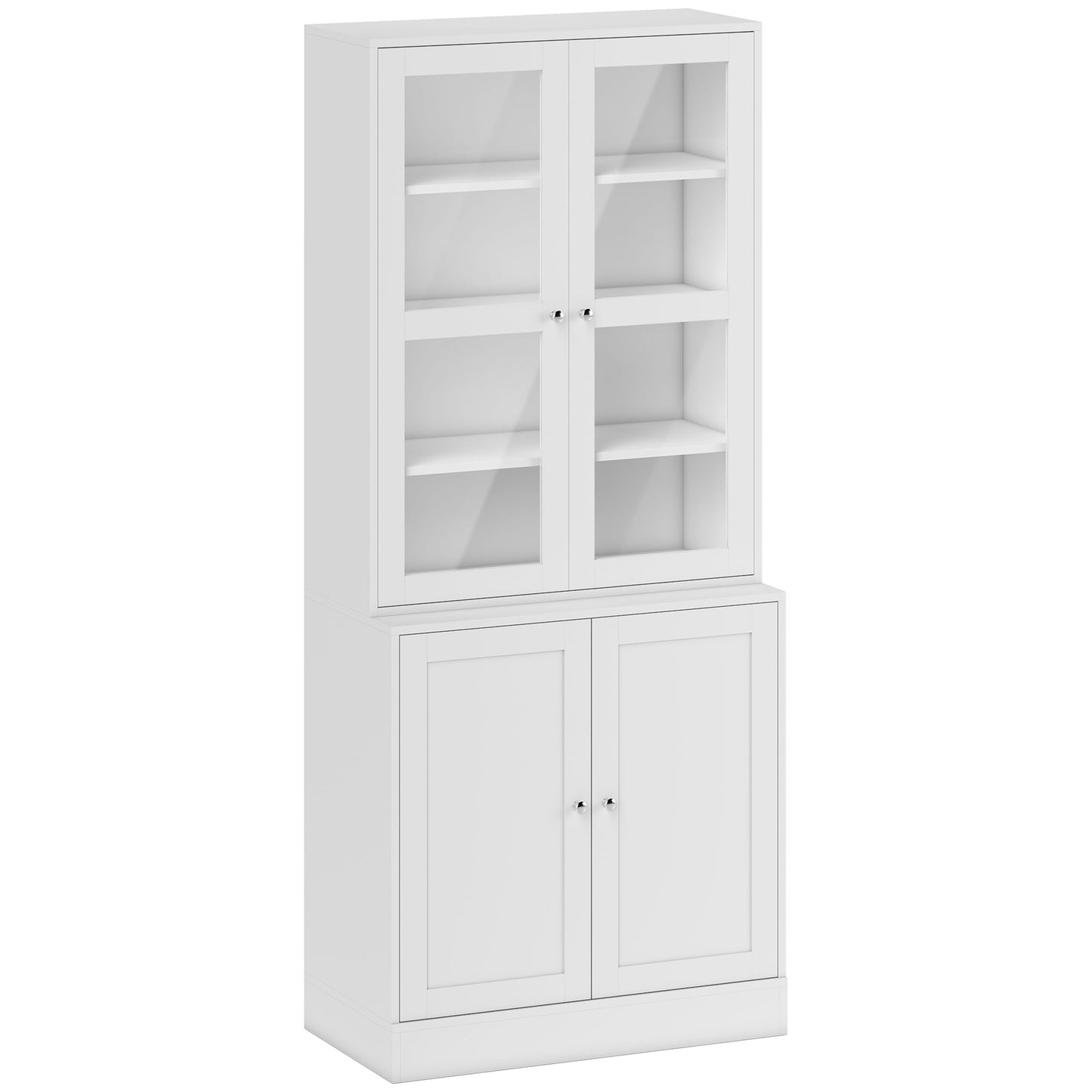 Mola Colu Wood And Glass White Display Bookcase With Adjustable Shelves And Glass Doors