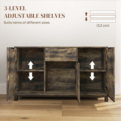Nomano Rero Rustic Brown Industrial Sideboard With Doors Drawer And Adjustable Shelves