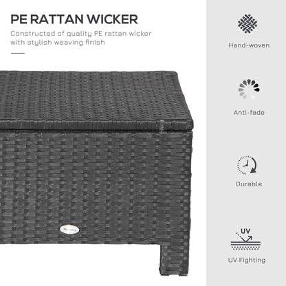 Lupara Rattan Black Square Outdoor Footstool With White Cushioned Seat
