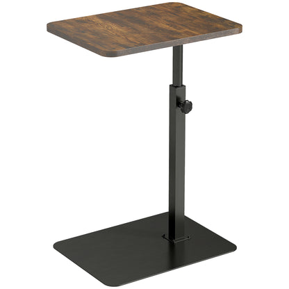 Falava Metal And Wooden Rustic Brown Side Table With Adjustable Frame