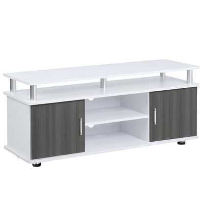 Mihavi 120cm Wooden Grey And White Media Console With Shelf And Cupboards For TVs Up To 50 Inches