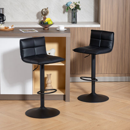 Miha Set Of 2 Black Modern Faux Leather Bar Chairs