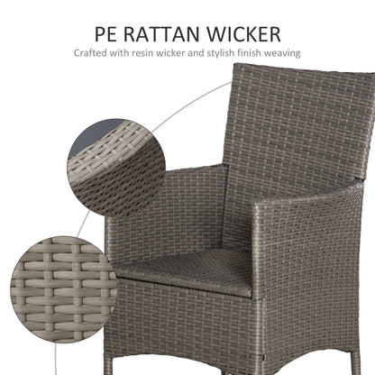 Sevaka Set Of 2 Rattan Grey Outdoor Dining Armchairs With Cushions And Armrests