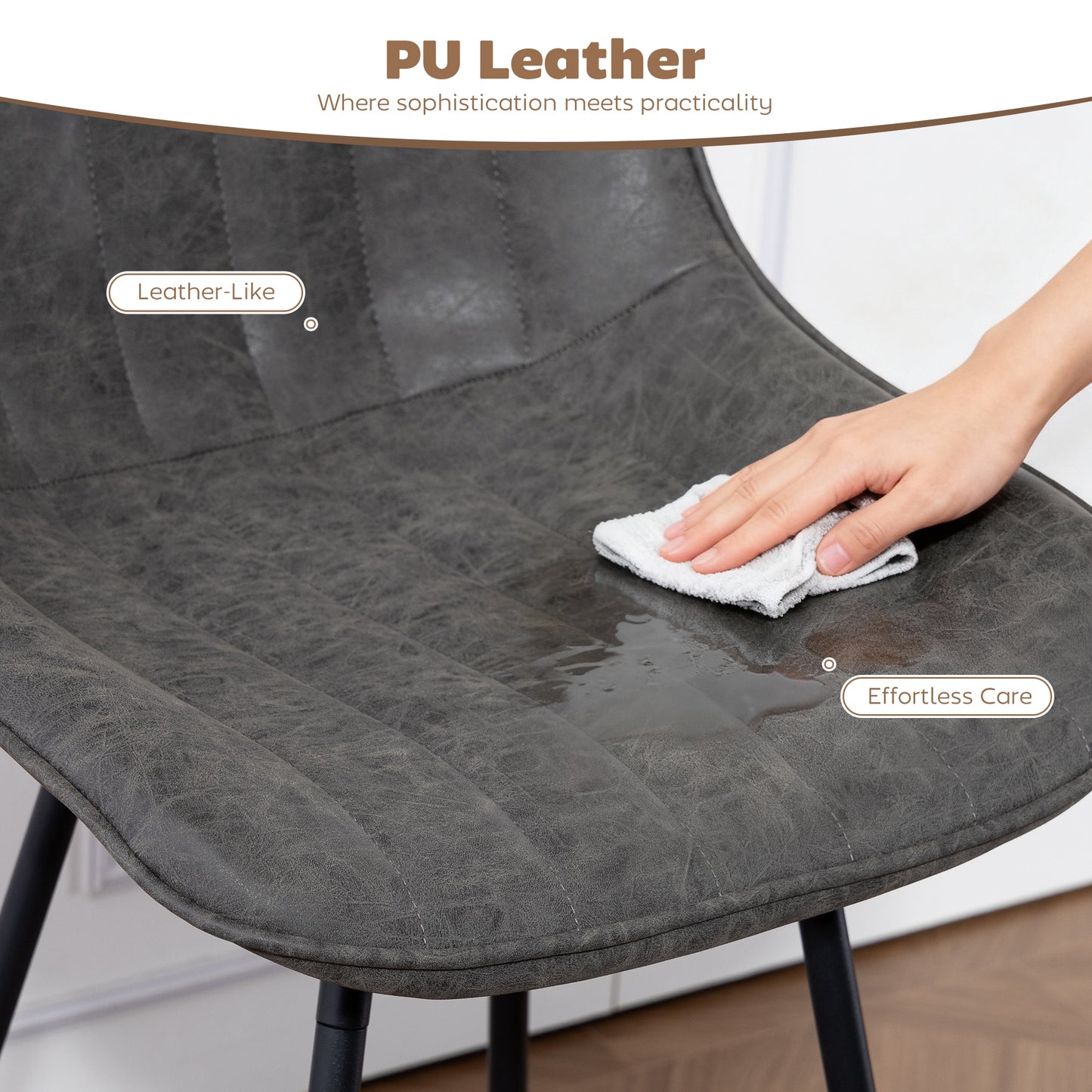 Pahara Set Of 2 Grey Faux Leather Swivel Bar Chairs