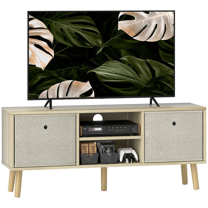 Lepa Yoha 110cm Natural Wood TV Storage Cabinet With Fabric Fold Down Drawers For Screens Up To 50 Inches