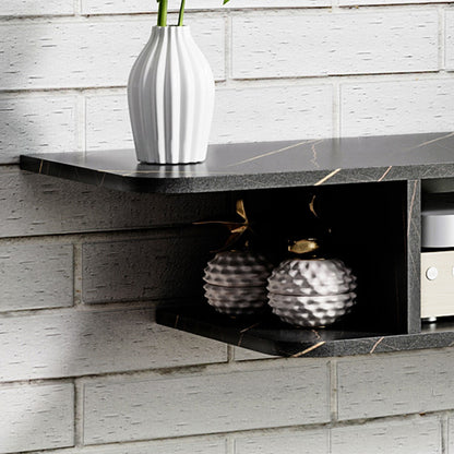 Dibasa Mizi Wooden Black Floating TV Unit With OFauxn Shelves For Screens Up To 40 Inches