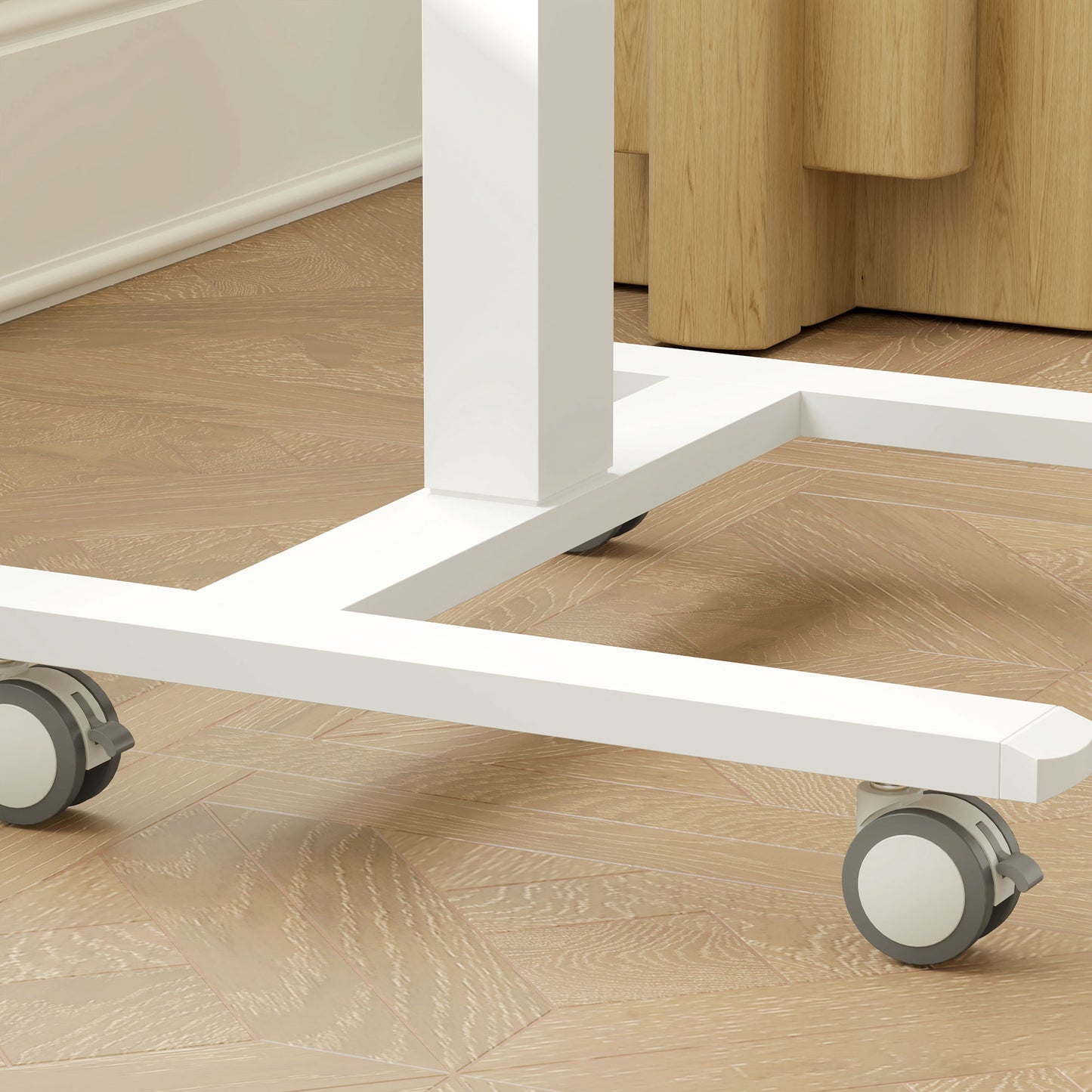 Coviro Small 65cm White And Wood Effect Desk Adjustable Height
