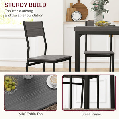 Bani Wooden Grey Wood Grain 3 Piece Compact Dining Set