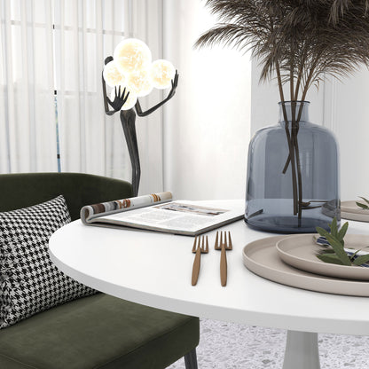 Lusose Metal And Steel Round Dining Table With Minimal Base For Small Dining Areas