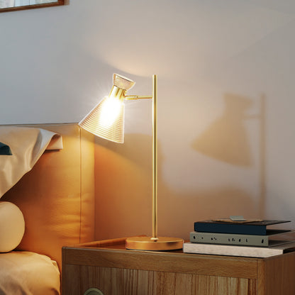 Saha Metal Gold Tone Modern Table Lamp With Adjustable Flower Style Head