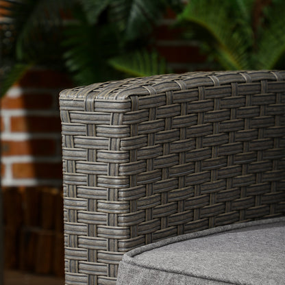 Rayo Grey Rattan 4 Seater Outdoor Sofa Set With Glass Top Table