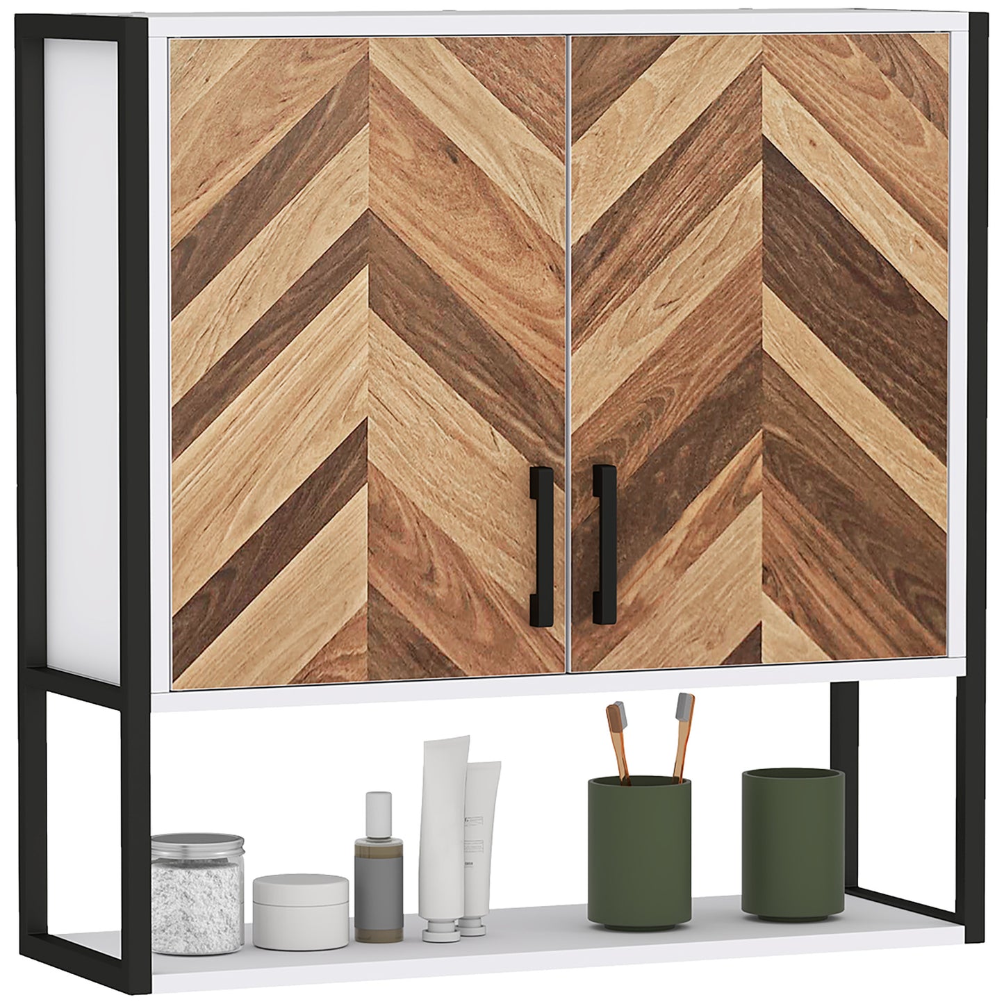 Ranira Wall Mounted Bathroom Medicine Cabinet With Adjustable Shelves Walnut Finish