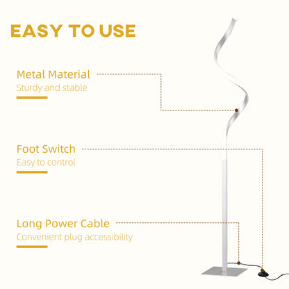 Marimba Metal Silver Dimmable Spiral Floor Lamp With Adjustable Brightness And Square Base