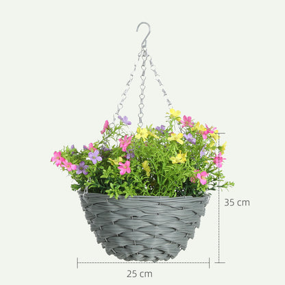 Viravi Set Of 2 Hanging Artificial Cosmos Flower Displays In Mixed Colours