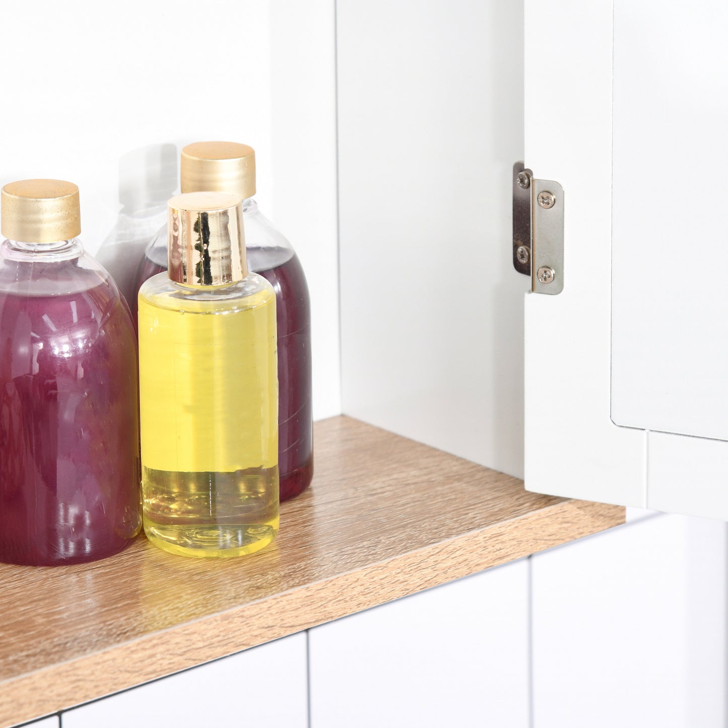 Lumo Bathroom Furniture Set With Wall Mirror Cabinet And Sink Storage White And Wood Grain