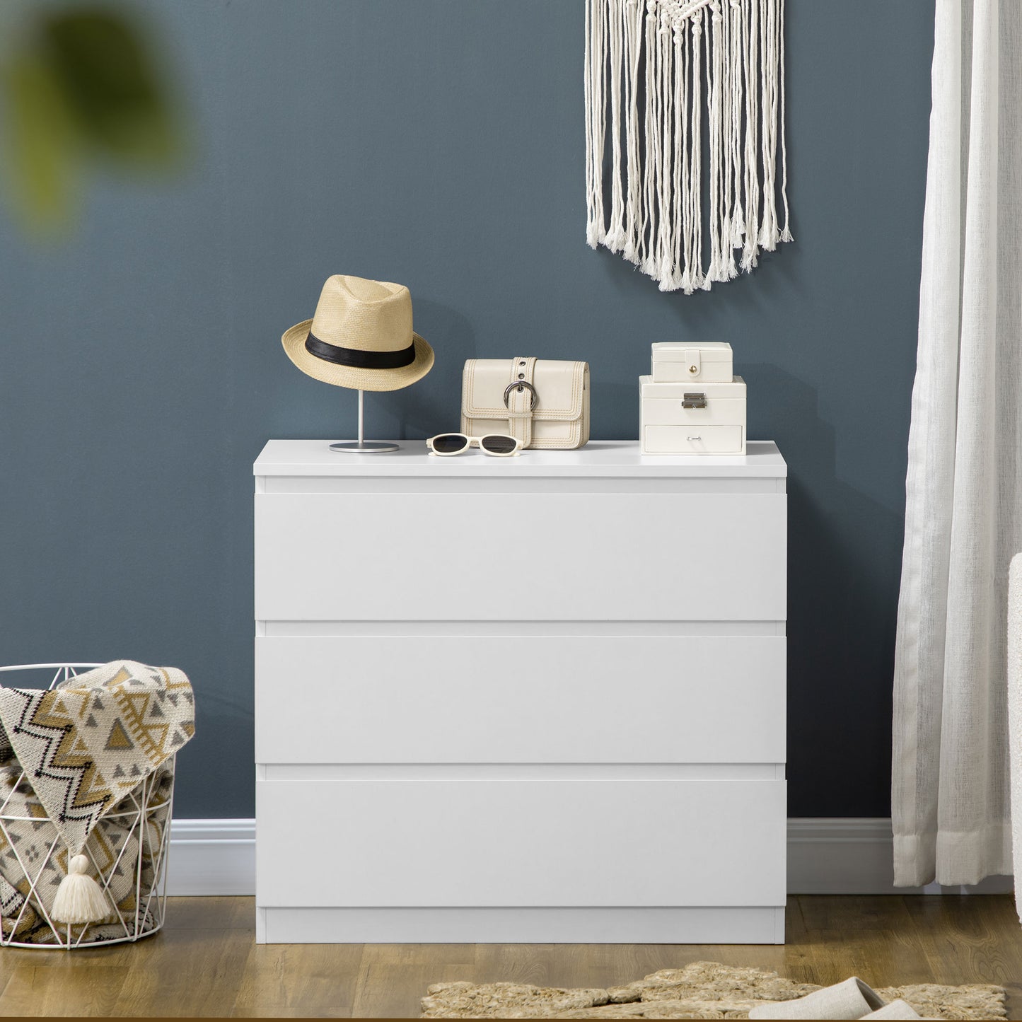 Luvilo Wood White 3 Drawer Storage Chest