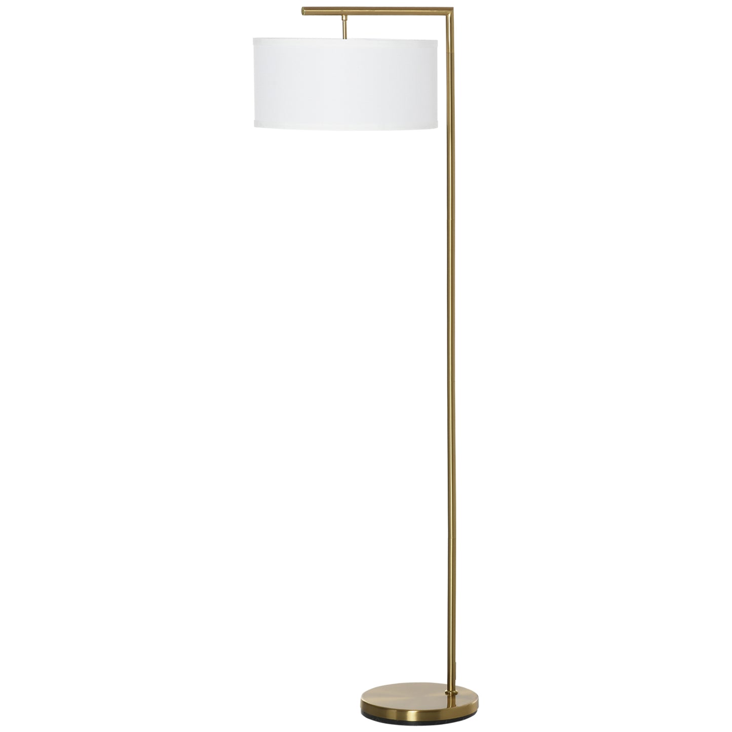 Kesu Rolo Metal And Fabric Gold And White Modern Floor Lamp With Linen Shade 153 cm