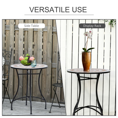 Lerava Ceramic Orange And White Round Mosaic Outdoor Bistro Table
