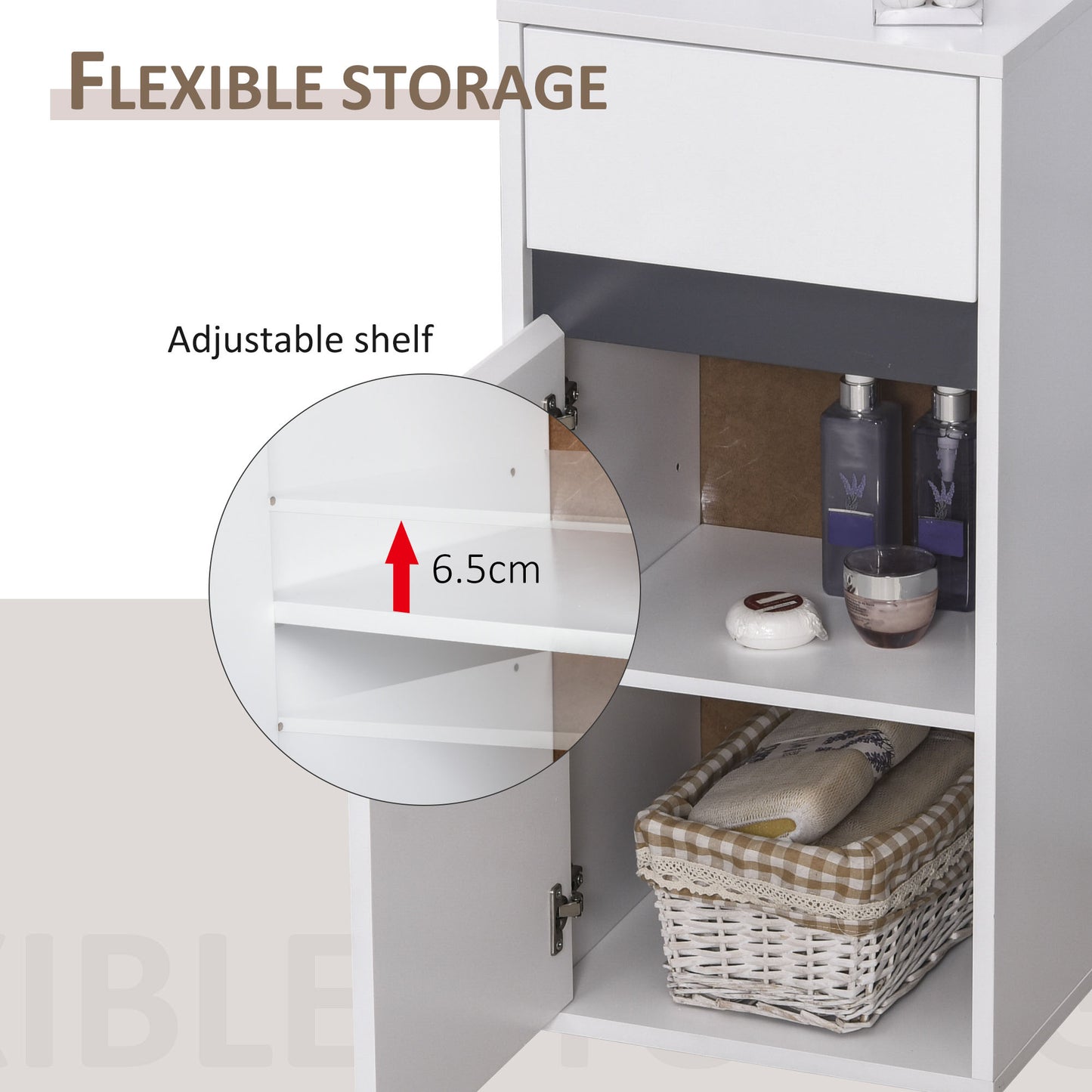 Noseka Bathroom Storage Cabinet With 3 Compartments In White