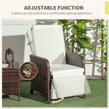 Nomo Cream and White Rattan 3 Piece Garden Outdoor Bistro Set With Cushions And Storage Function