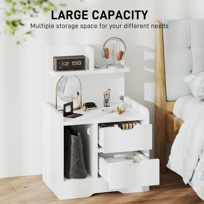 Sora Nico High Gloss White Bedside Table With 2 Drawers And Shelves