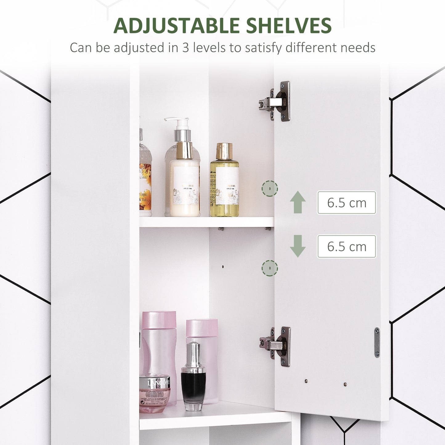 Ridila Tall Storage Cabinet With Adjustable Shelves For Bathroom Or Hallway Use White