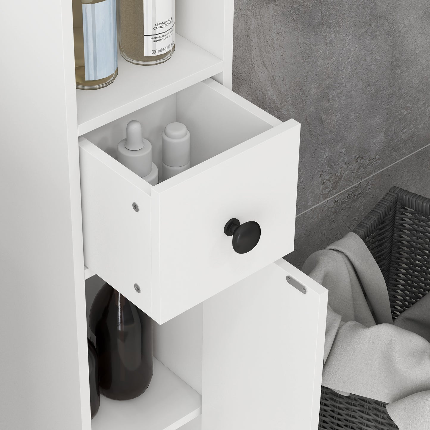 Lakeva Extra Tall Slim Bathroom Storage Cabinet With Multi Layer Internal Compartments White