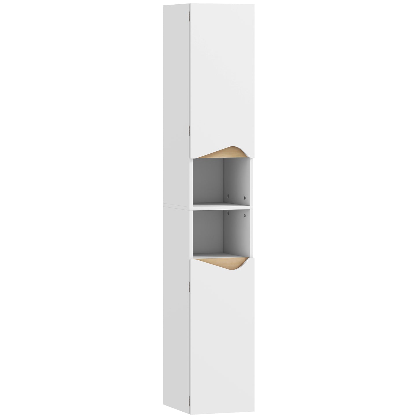 Rasa Slim Tall Bathroom Storage Cabinet With 2 Doors And 2 Shelves White