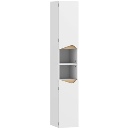 Rasa Slim Tall Bathroom Storage Cabinet With 2 Doors And 2 Shelves White