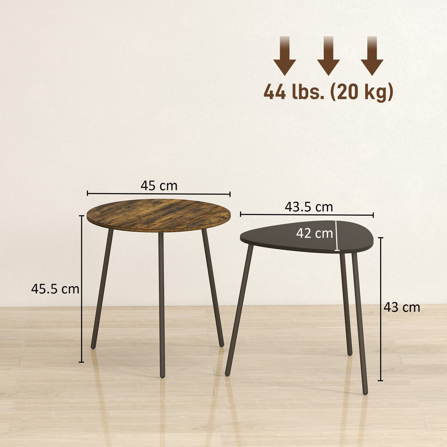 Nosaha Wooden Rustic Brown Set Of 2 Nesting Side Tables