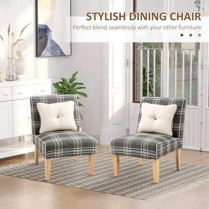 Tala Fabric Grey Accent Dining Chairs Set Of 2 With Patterned Upholstery And Wood Legs