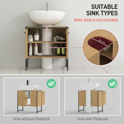 Nilota Under Sink Bathroom Vanity Cabinet With Soft Close Doors And Adjustable Shelving Natural Finish