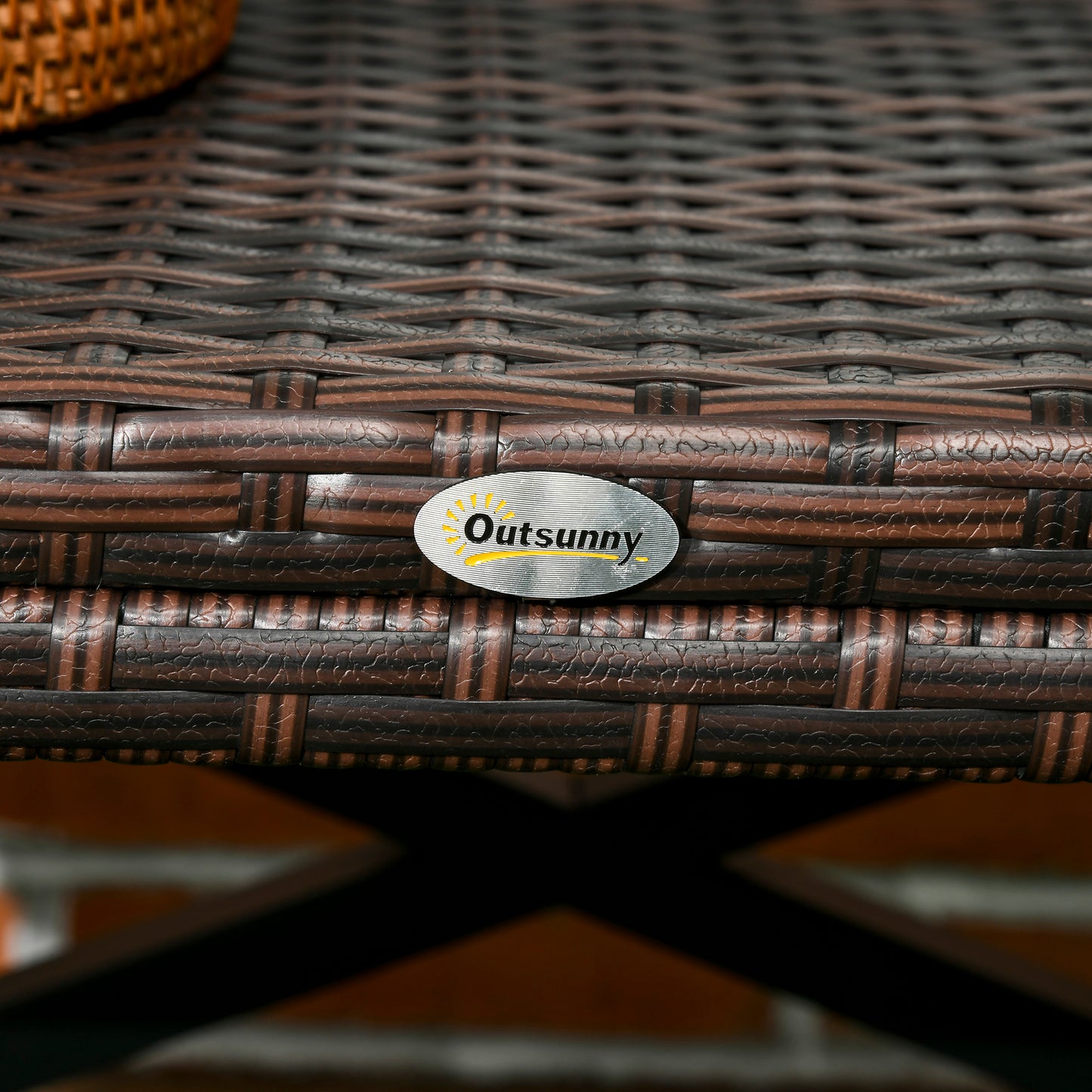 Donori Brown Rattan Outdoor Coffee Table With X Frame with Woven Top