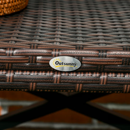 Donori Brown Rattan Outdoor Coffee Table With X Frame with Woven Top