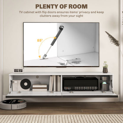 Disa 160cm High Gloss White Floating TV Cabinet For Screens Up To 70 Inches