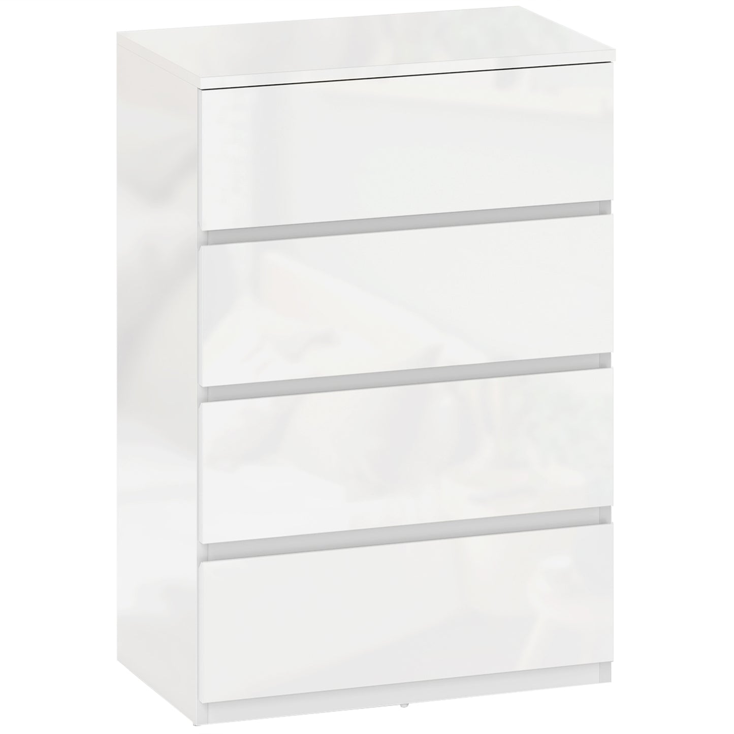 Elel High Gloss White 4 Drawer Modern Storage Chest