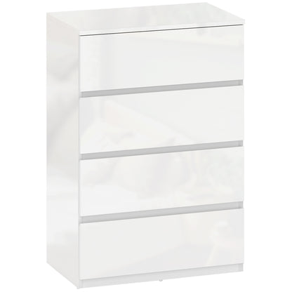 Elel High Gloss White 4 Drawer Modern Storage Chest