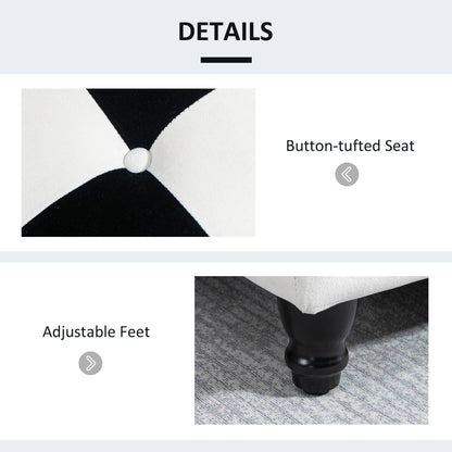 Tava Velvet Black and White Storage Bench With Wooden Legs For Bedroom