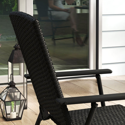 Luvaka Nene Rattan Black Folding Garden Chairs Set Of 2