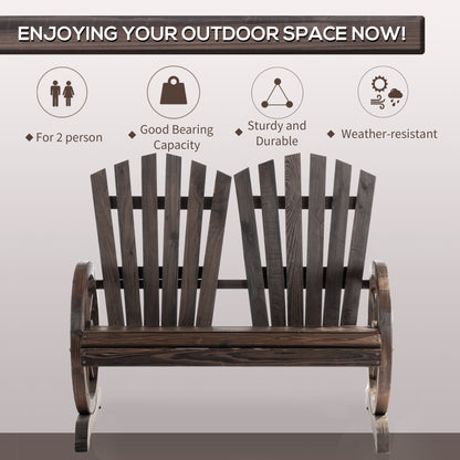 Basetti Fir Wood Slatted Natural Love Seat With Wheel Style Armrests