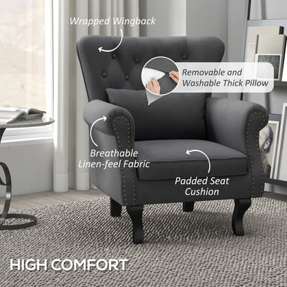 Rolu Zimo Grey Chesterfield Nail Head Style Accent Chair