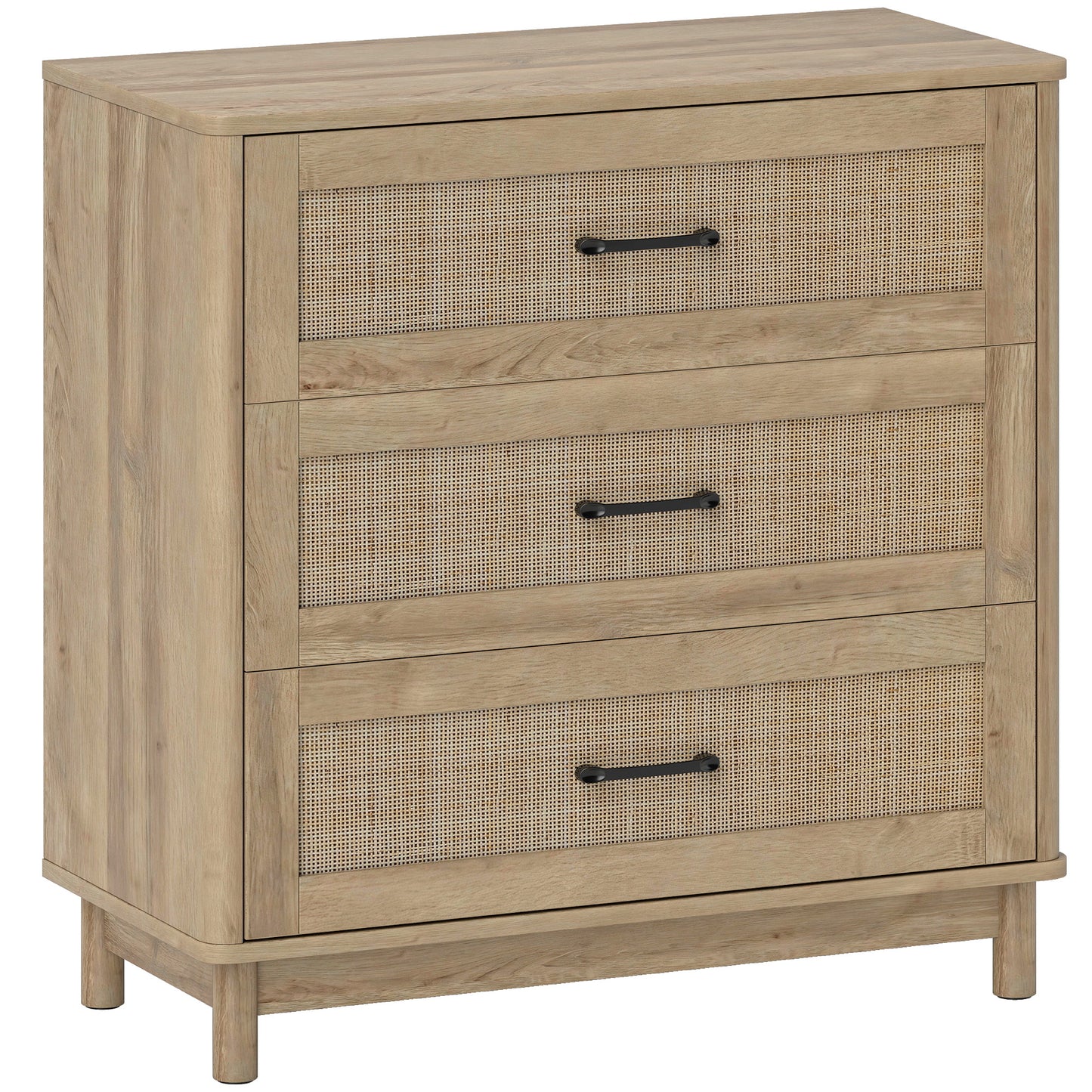 Zima Wood Oak Finish 3 Drawer Storage Chest 76 cm Wide