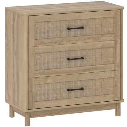 Zima Wood Oak Finish 3 Drawer Storage Chest 76 cm Wide