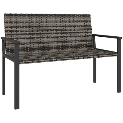 Batare Rattan Grey 2 Seater Garden Bench With Armrests