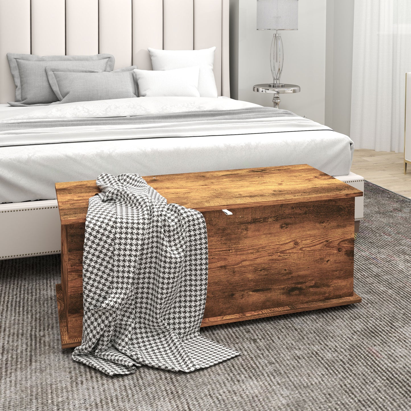 Nomo Malu Rustic Brown Storage Trunk With Flip Top Lid Safety Hinges