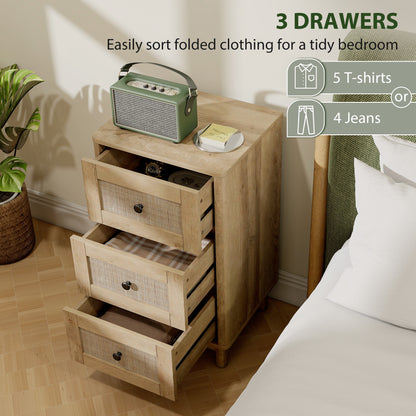 Milu Wood Oak Finish 3 Drawer Compact Storage Chest 40 cm Wide
