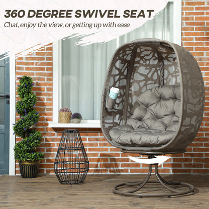 Nise Rattan And Metal Sand Brown Swivel Egg Chair With Cushions