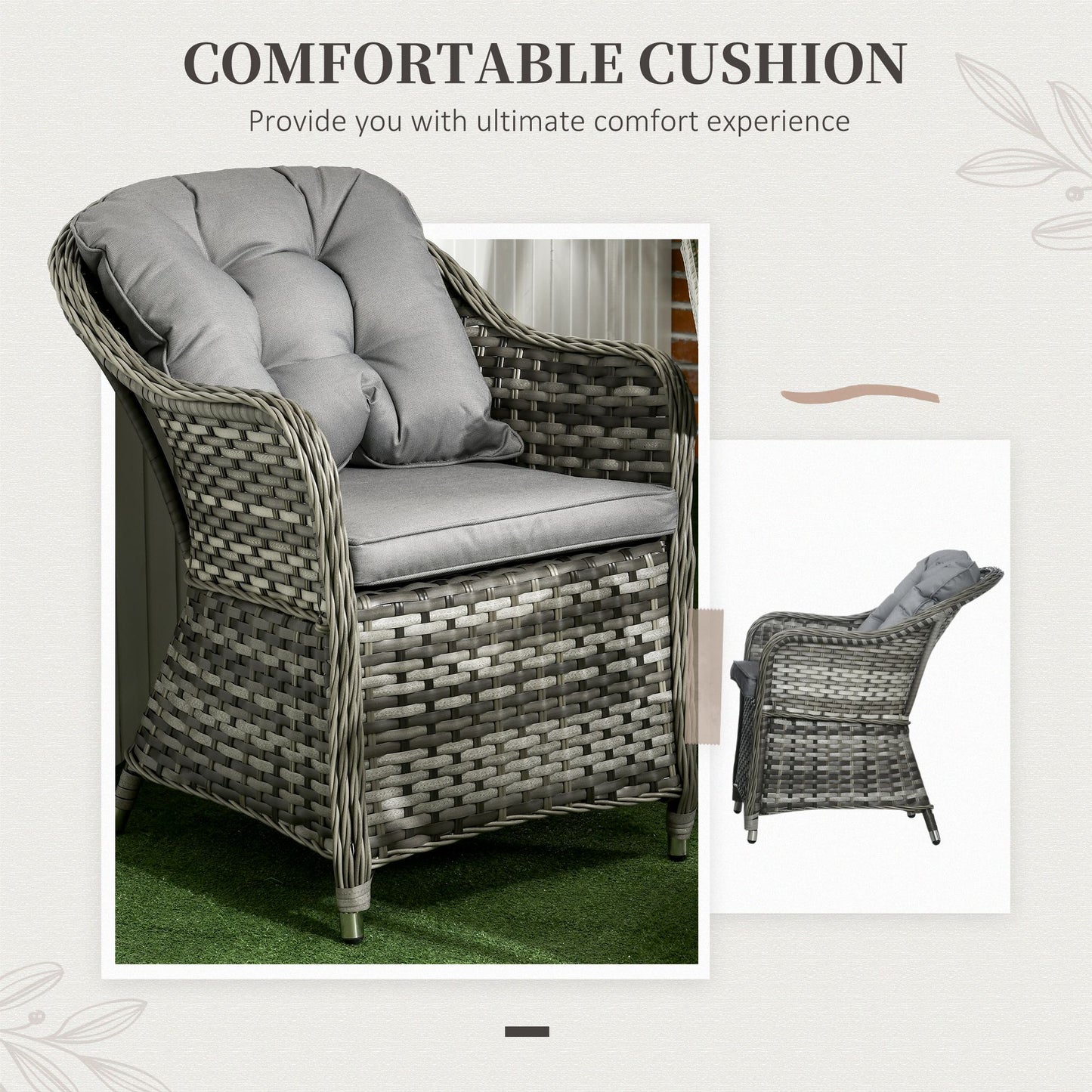 Viviel 6 Seater Grey Rattan Garden Dining Set With Cushioned Seating